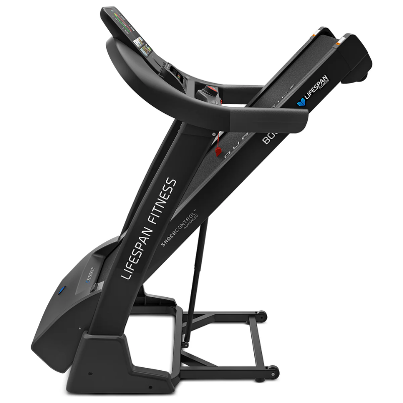 Side view of folded state of Lifespan Fitness Boost Treadmill
