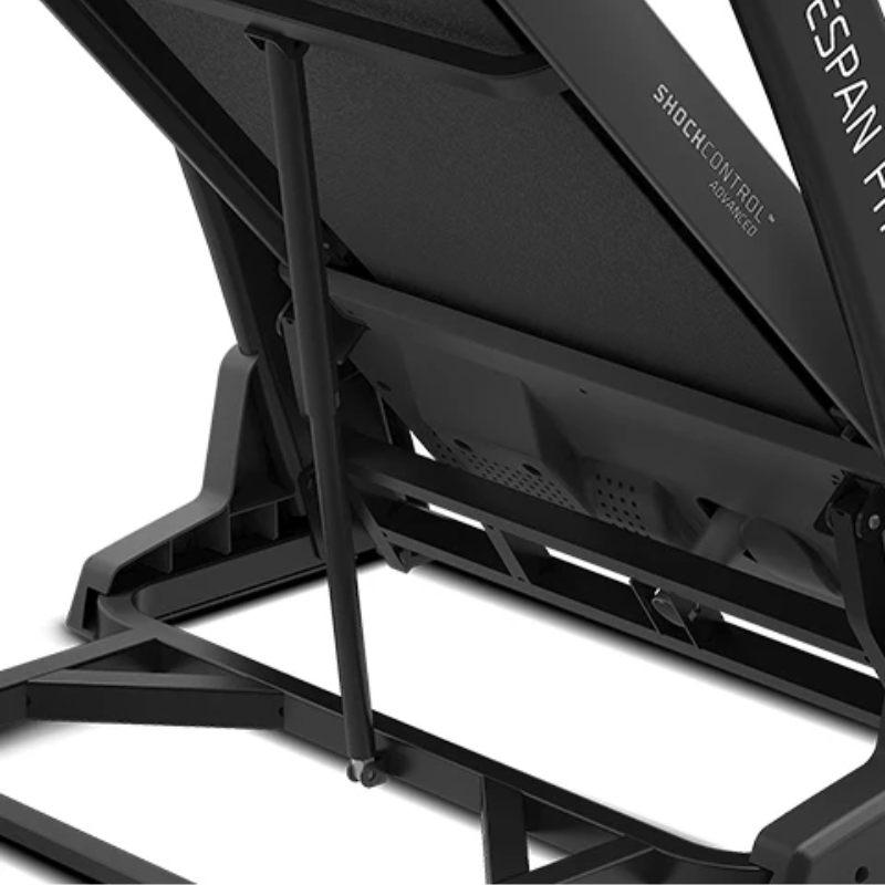 Close-up of the HydraAssist soft drop folding on Lifespan Fitness Boost Treadmill