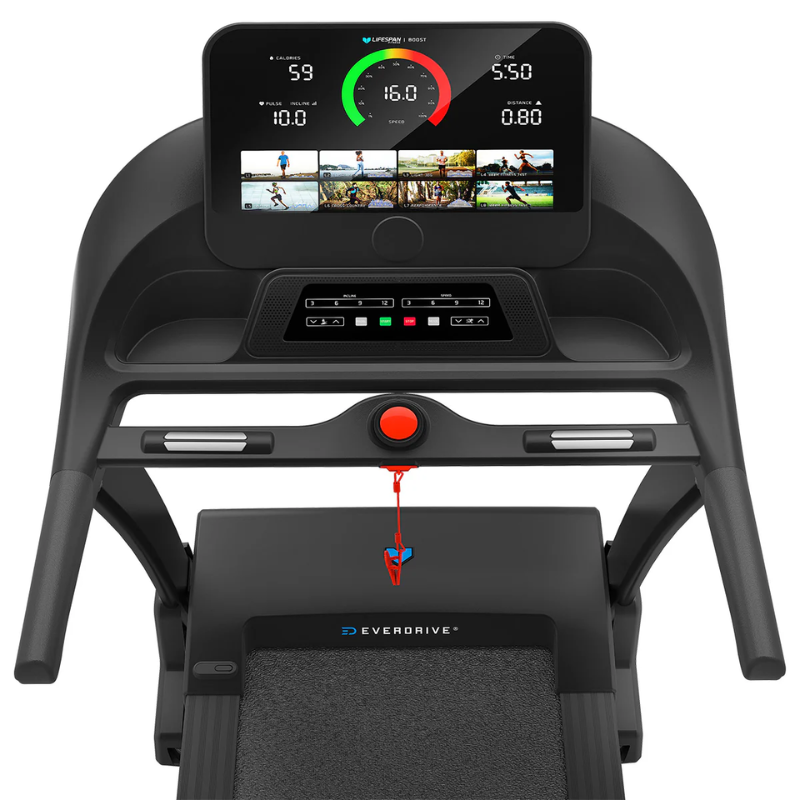 Closer view of the display screen and controls on Lifespan Fitness Boost Treadmill