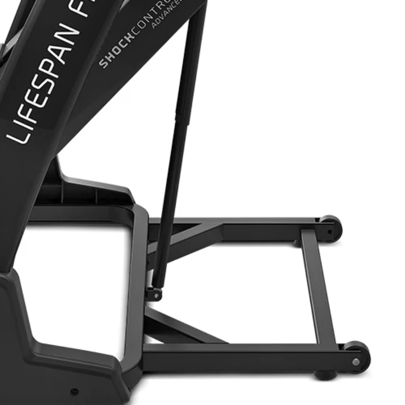 Close-up of the transport wheels on Lifespan Fitness Boost Treadmill