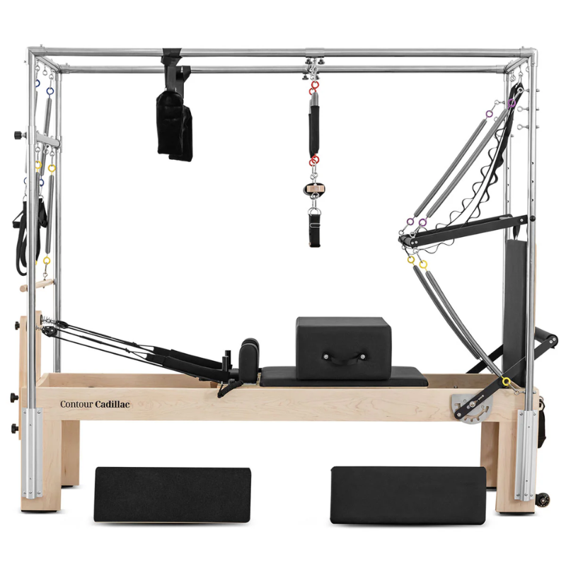 Side view of the Lifespan Fitness Contour Cadillac Pilates Reformer