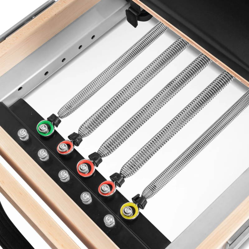 Lifespan Fitness Contour Folding/Pro Pilates Reformer Springs 5-Pack on a Pilates reformer