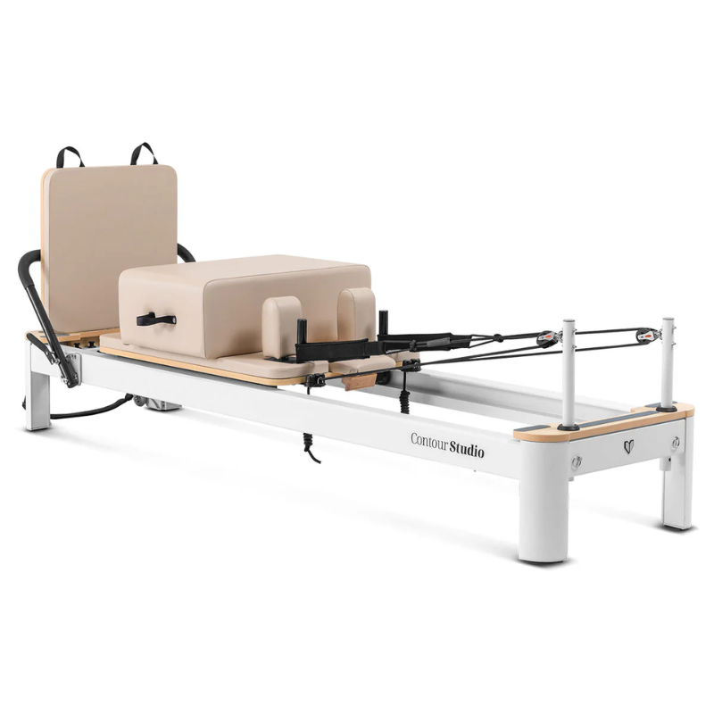 Main shot of the Lifespan Fitness Contour Studio Commercial Pilates Reformer Machine in Beige colour