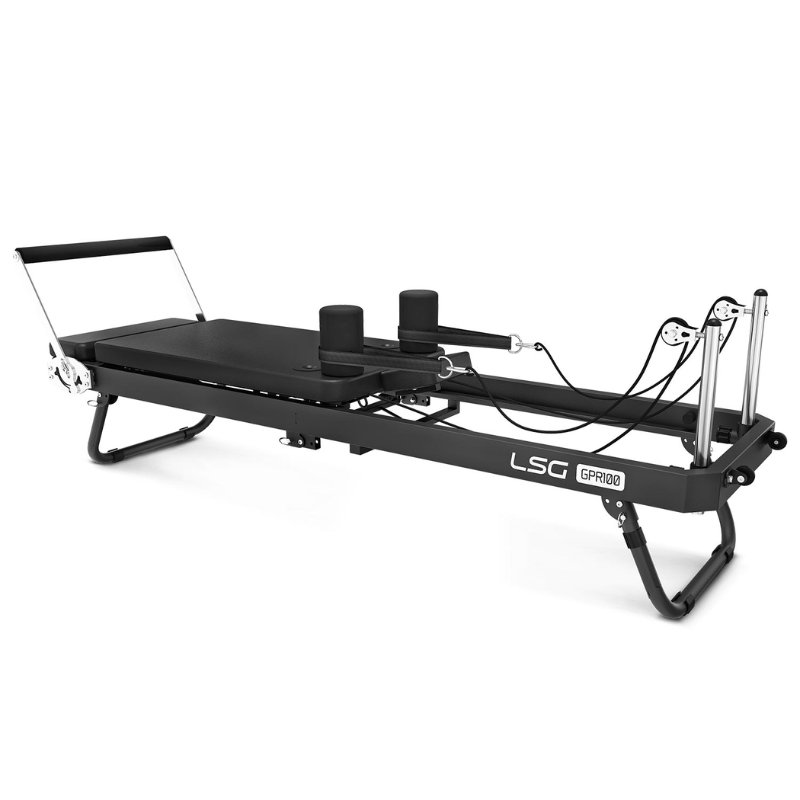 Back side angled view of the LSG GPR100 Foldable Reformer Pilates Machine