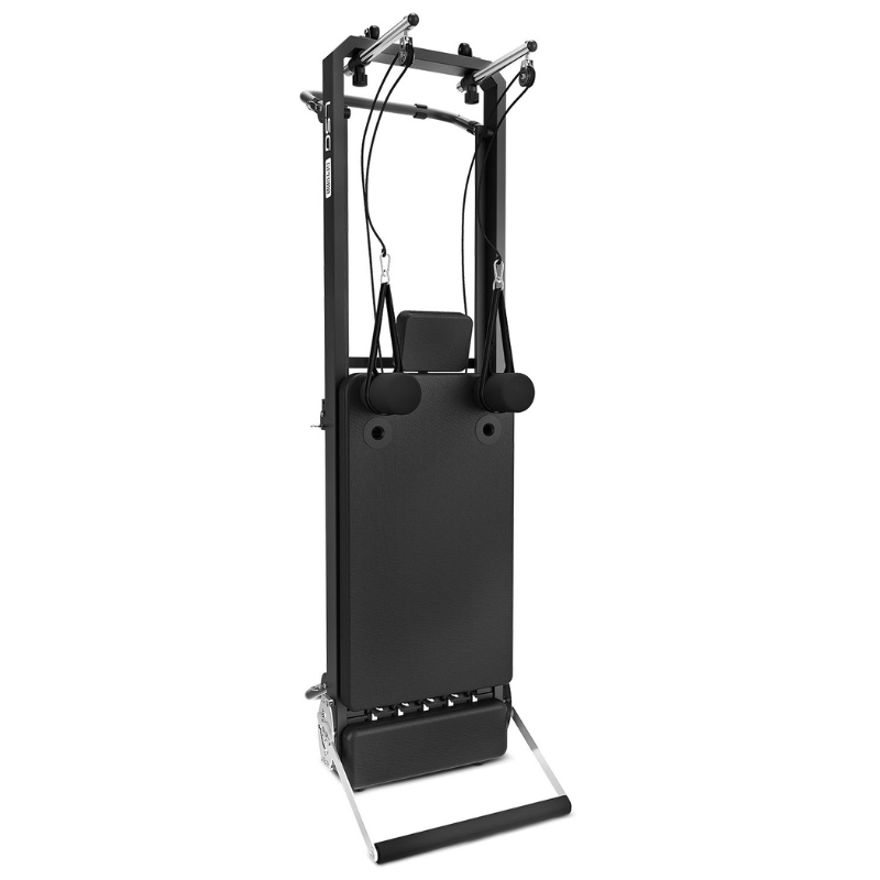 LSG GPR100 Folding Pilates Reformer in an upright storage position