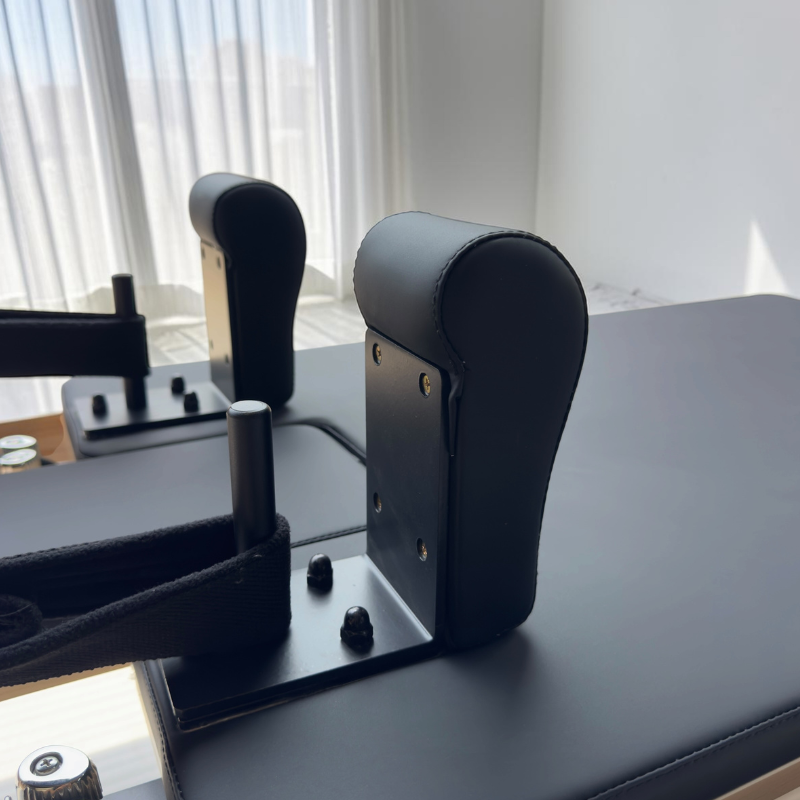 Back view of shoulder blocks on Milaron Maple V3 Pilates Reformer for Studio
