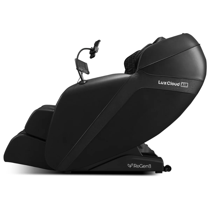 Left side view of the ReGen8 LuxCloud Air Zero Gravity Massage Chair in Black