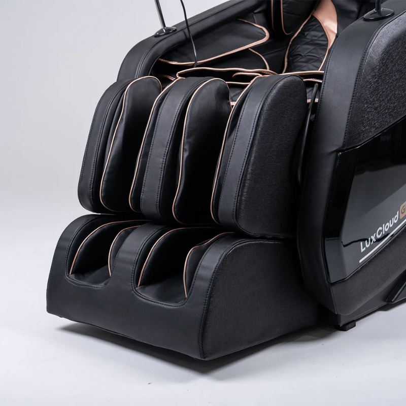 Close-up of the leg rests on the ReGen8 LuxCloud Glide Zero Gravity Heated Massage Chair