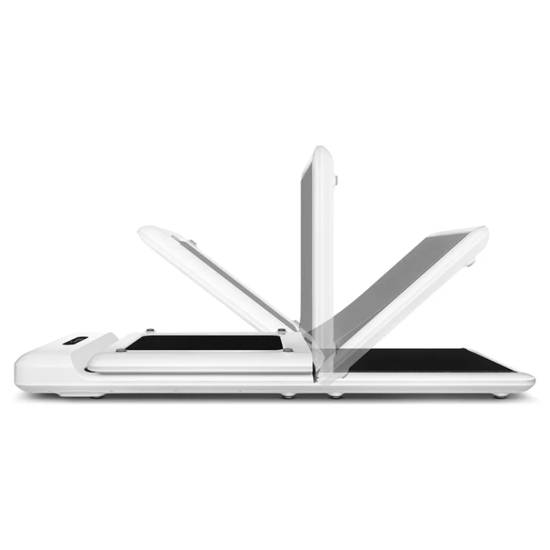WalkingPad C2 Compact Folding Treadmill in White showing various folding angles