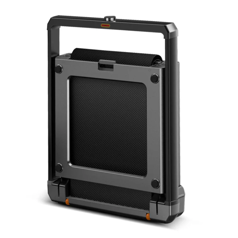 WalkingPad MX16 Folding Treadmill in an upright folded position