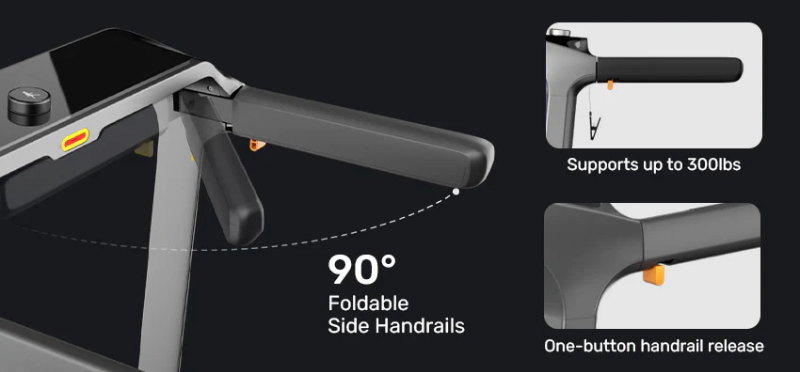Diagram showing the foldable handrails on WalkingPad X218 Double-Fold Treadmill