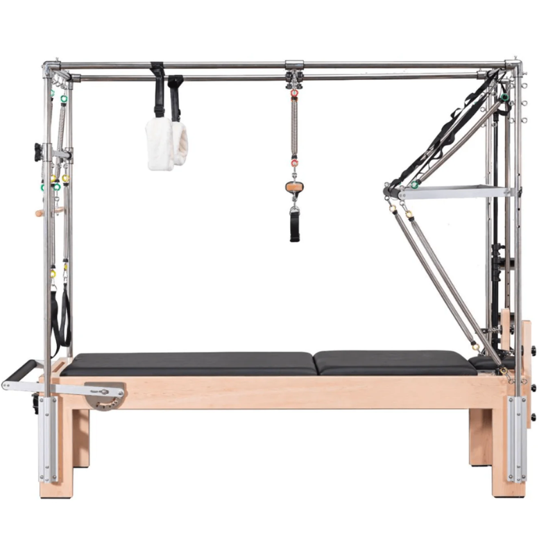 Side view of the Core Collab Wooden Cadillac Pilates Reformer