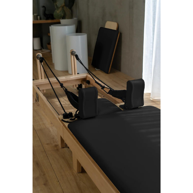 Core Collab Foldable Eco Pilates Reformer - Customised by You in Black - Close-up View