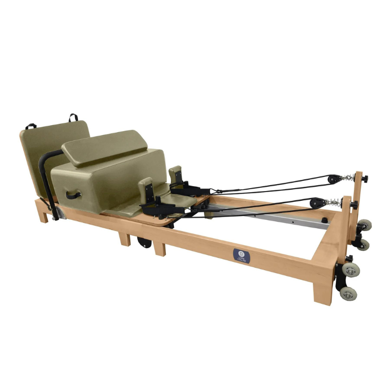 Core Collab Foldable Eco Pilates Reformer - Customised by You in Olive - Full View