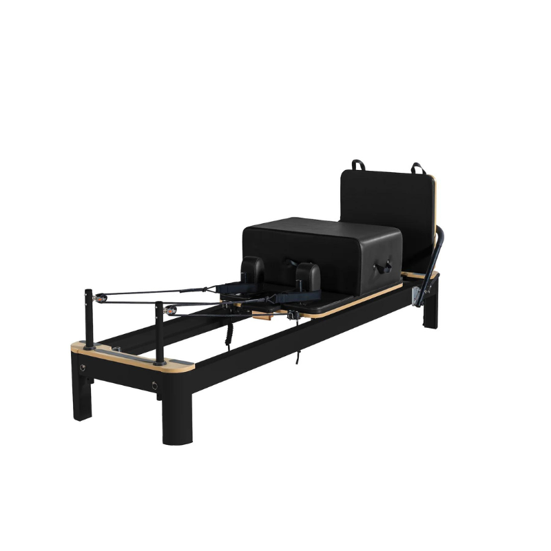 Core Collab The Queen Pilates Reformer in Black frame and Black upholstery