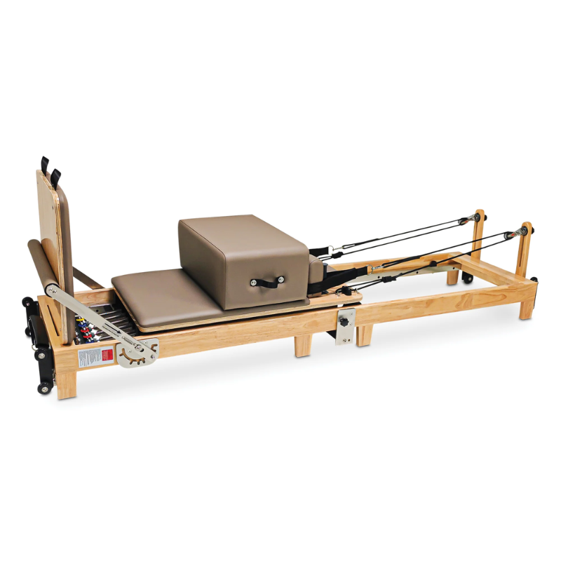 Main shot of the Impact Fitness Folding Pilates Reformer Machine in Mocha colour