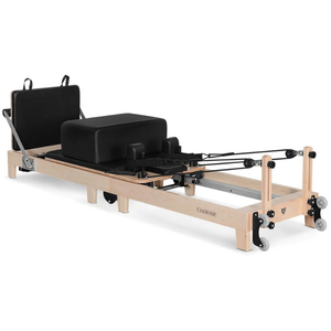 Main shot of Lifespan Fitness Contour Folding Wooden Pilates Reformer Machine in Black