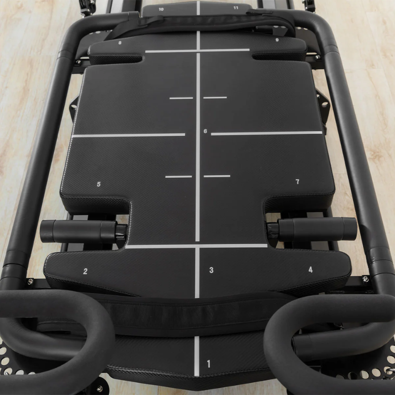 Top view of the carriage on Lifespan Fitness Contour Megaformer-Inspired Reformer