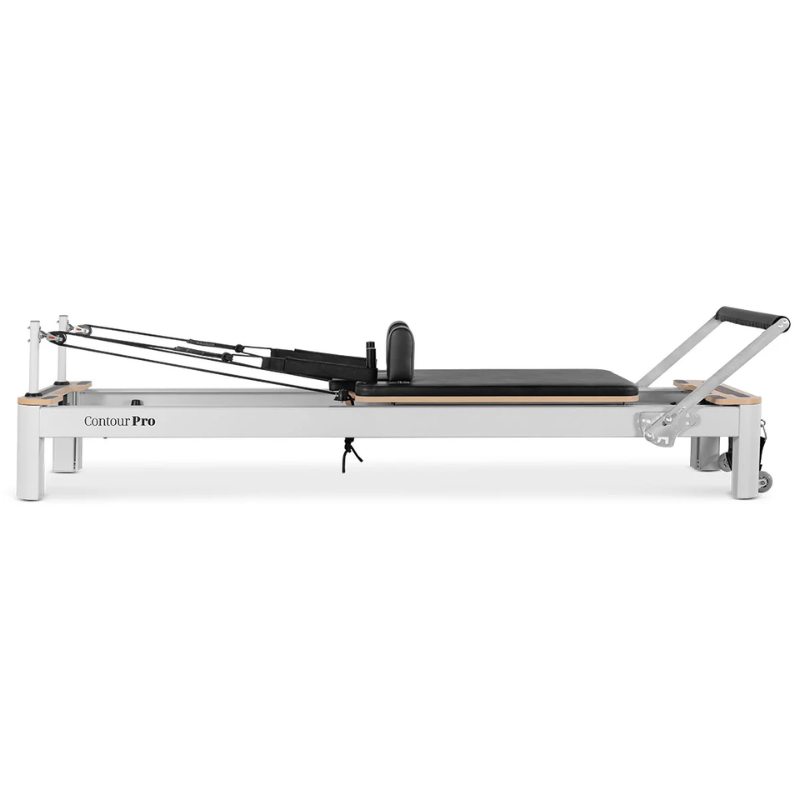 Side angle of the Lifespan Fitness Contour Pro Aluminium Pilates Reformer Machine in Black