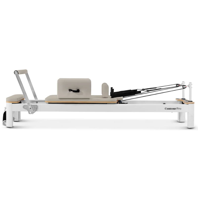Side view of the Lifespan Fitness Contour Pro Aluminium Pilates Reformer in Hepburn