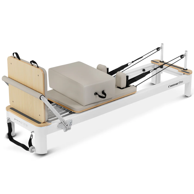Top side angled view of the Contour Pro Aluminium Pilates Reformer in Hepburn