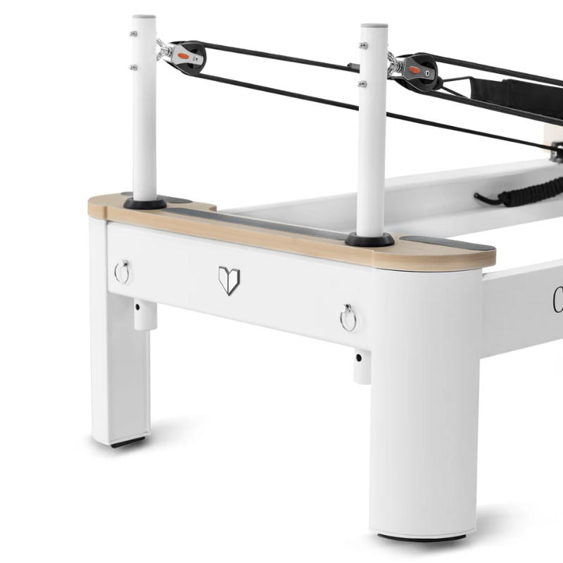 Close-up of the rope pulleys on the Lifespan Fitness Contour Pro Aluminium Pilates Reformer Machine