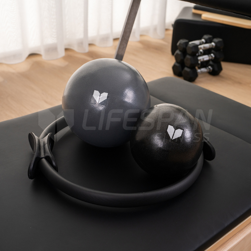 Lifespan Fitness Pilates Ring and Balls Pack on a reformer