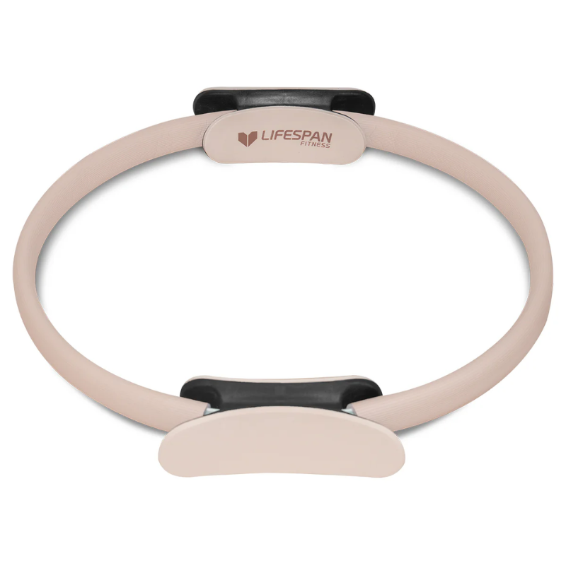 Higher angle of the Lifespan Fitness Pilates Circle in Seashell colour