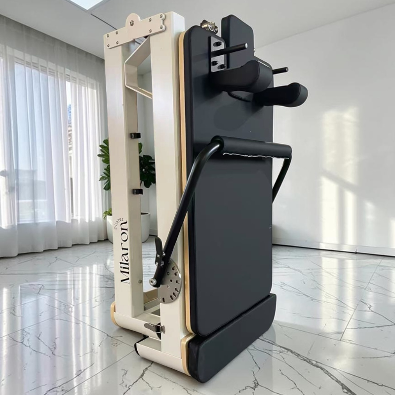 Front side angled view of Milaron Pearl V3 Portable Pilates Reformer in Original