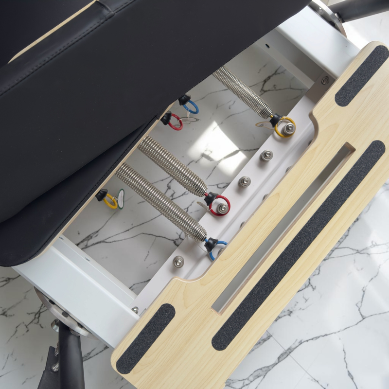 German springs on the Milaron Pearl V3 Commercial Pilates Reformer in Original