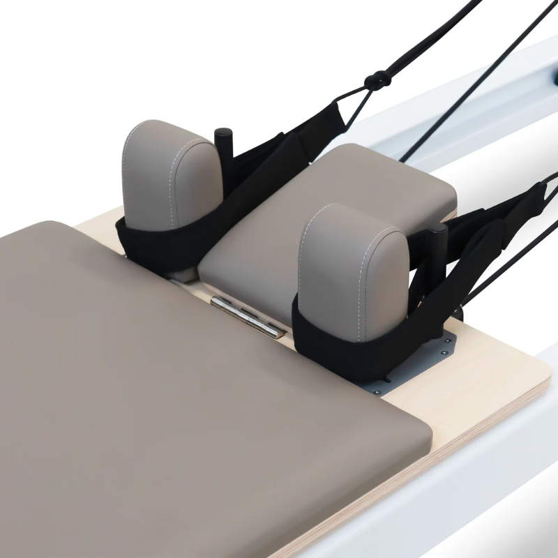 Close-up of the carriage on the Reeplex Aluminium Flex Series Pilates Reformer Machine