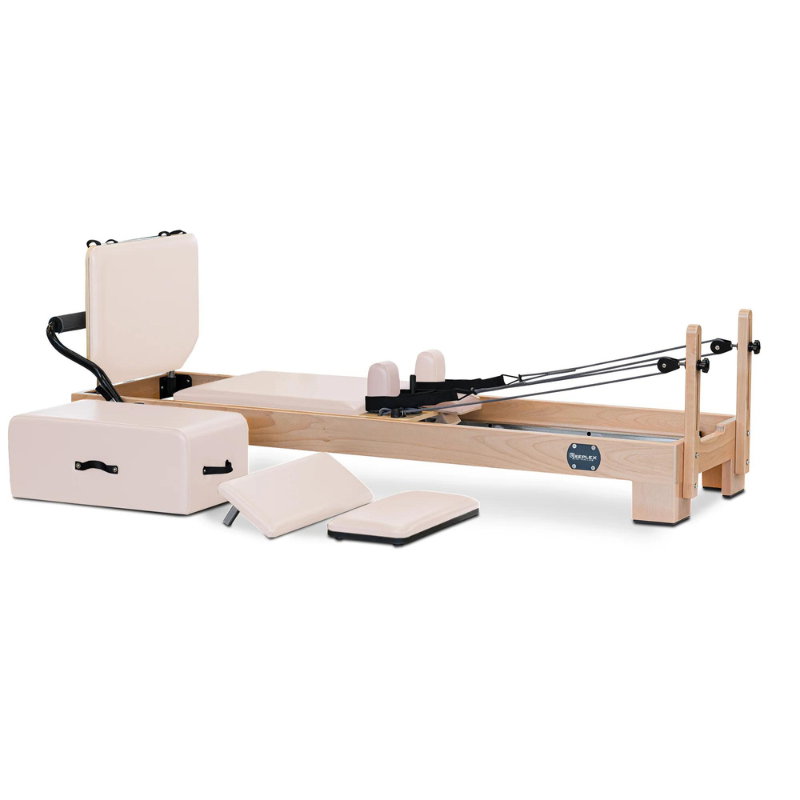 Reeplex Luna Beechwood Pilates Reformer in Pale Pink