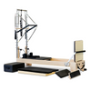 Full main shot of the Reeplex Pilates Reformer Pro Maple Wood with Half Trapeze Tower