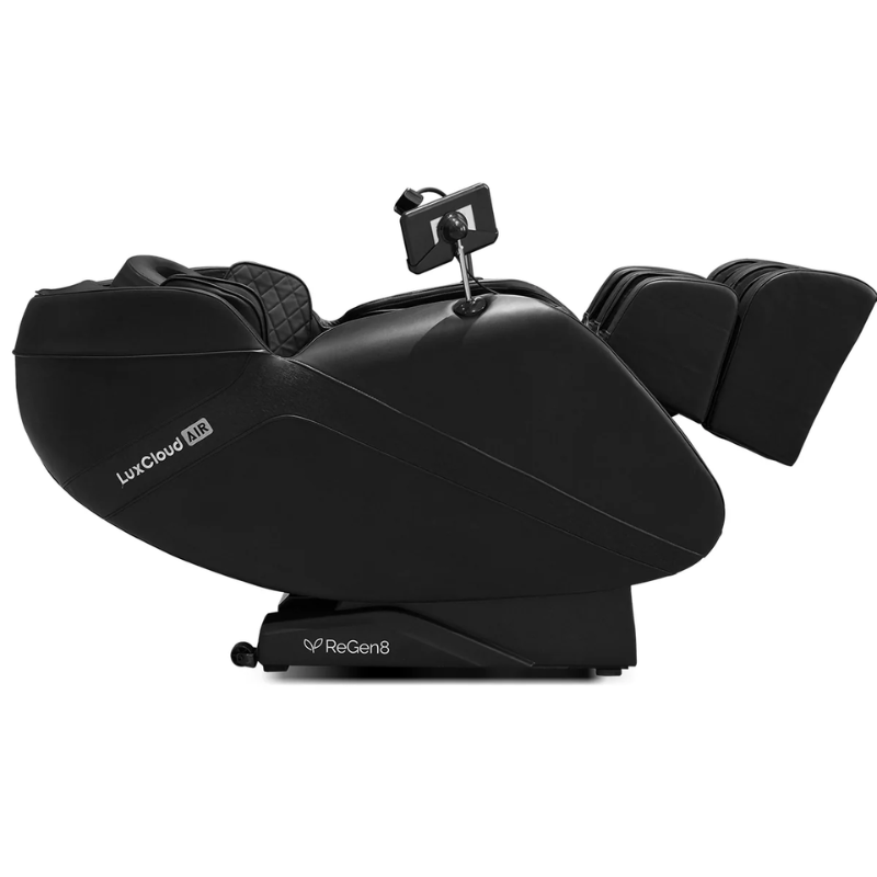 Right side view of the ReGen8 LuxCloud Air Zero Gravity Heated Massage Chair in Black