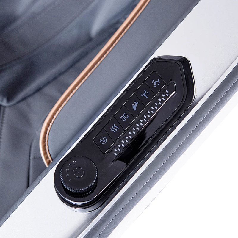 Close-up of the control buttons on the Regen8 LuxCloud Premiere Premium Zero Gravity Massage Chair
