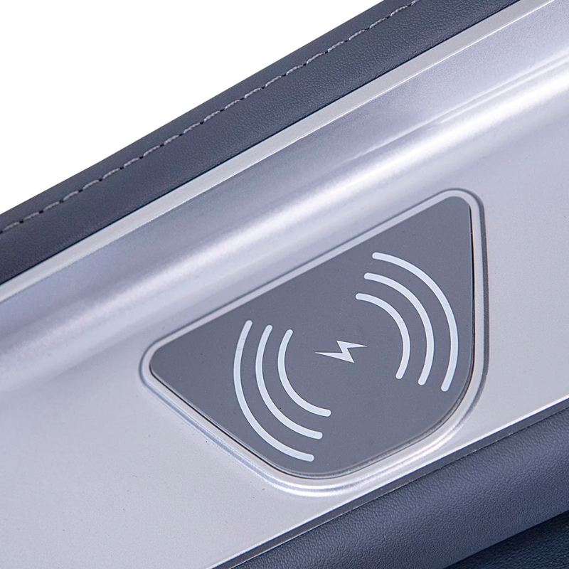 Close-up of the wireless charging area on the Regen8 LuxCloud Premiere Premium Massage Chair