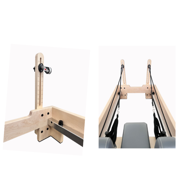 Rope pulleys on Volt Q2 Maple Wood Studio Pilates Reformer